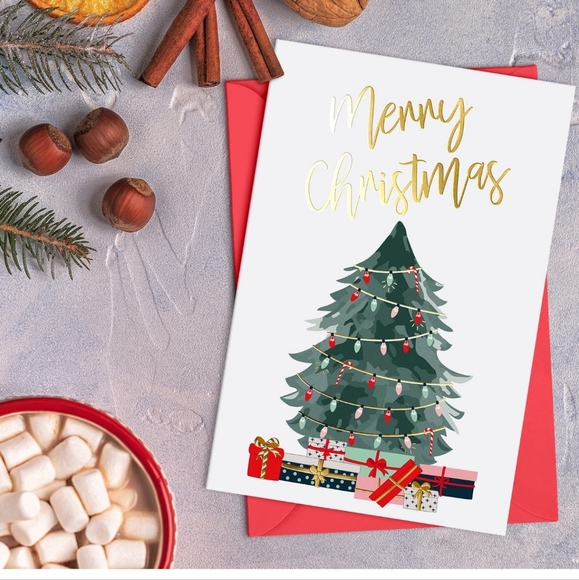 Sweetzer & Orange Christmas Cards Set - 24 Gold Foil Holiday Cards Red Envelopes - Picture 4 of 5